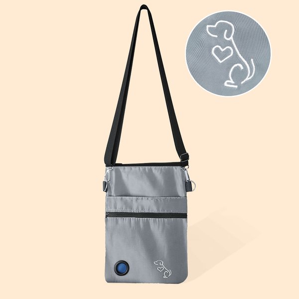 Sac imperméable avec bandoulière et support pour sac à crottes, personnalisé.