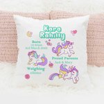 Personalizzato fantasia Unicorno annuncio nascita bambino Keepsake lancio cuscino copertura Nursery Decor