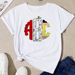 Personalised Monogram Letters Apple Teacher T-Shirt Back to School Gift