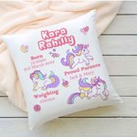 Personalizzato fantasia Unicorno annuncio nascita bambino Keepsake lancio cuscino copertura Nursery Decor