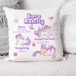 Personalizzato fantasia Unicorno annuncio nascita bambino Keepsake lancio cuscino copertura Nursery Decor