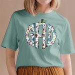 Personalised Monogram Letters Apple Teacher T-Shirt Back to School Gift