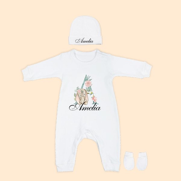 Set di pagliaccetti personalizzati per neonati con cappello e guanti