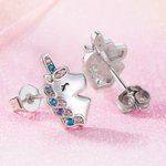 Gepersonaliseerde 925 Sterling zilveren Fantasy Unicorn oorbellen Gift voor meisjes