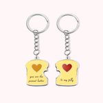 Toast personnalisé au beurre de cacahuètes et à la gelée avec porte-clés en forme de coeur - Cadeau de meilleur ami.