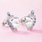 Gepersonaliseerde 925 Sterling zilveren Fantasy Unicorn oorbellen Gift voor meisjes