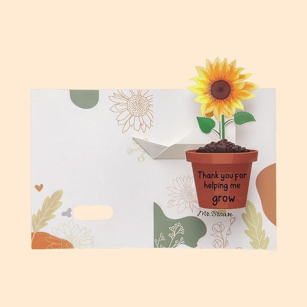Gepersonaliseerde Bedankkaart voor Helping Me Grow Zonnebloem Voor Leraar