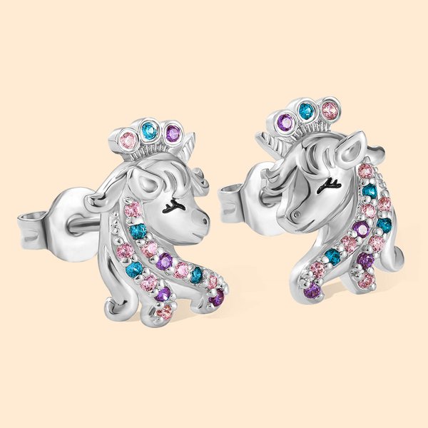 Orecchini personalizzati in argento 925 con fantasia di unicorno, regalo per ragazze