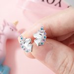 Gepersonaliseerde 925 Sterling zilveren Fantasy Unicorn oorbellen Gift voor meisjes