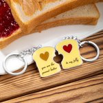 Toast personnalisé au beurre de cacahuètes et à la gelée avec porte-clés en forme de coeur - Cadeau de meilleur ami.
