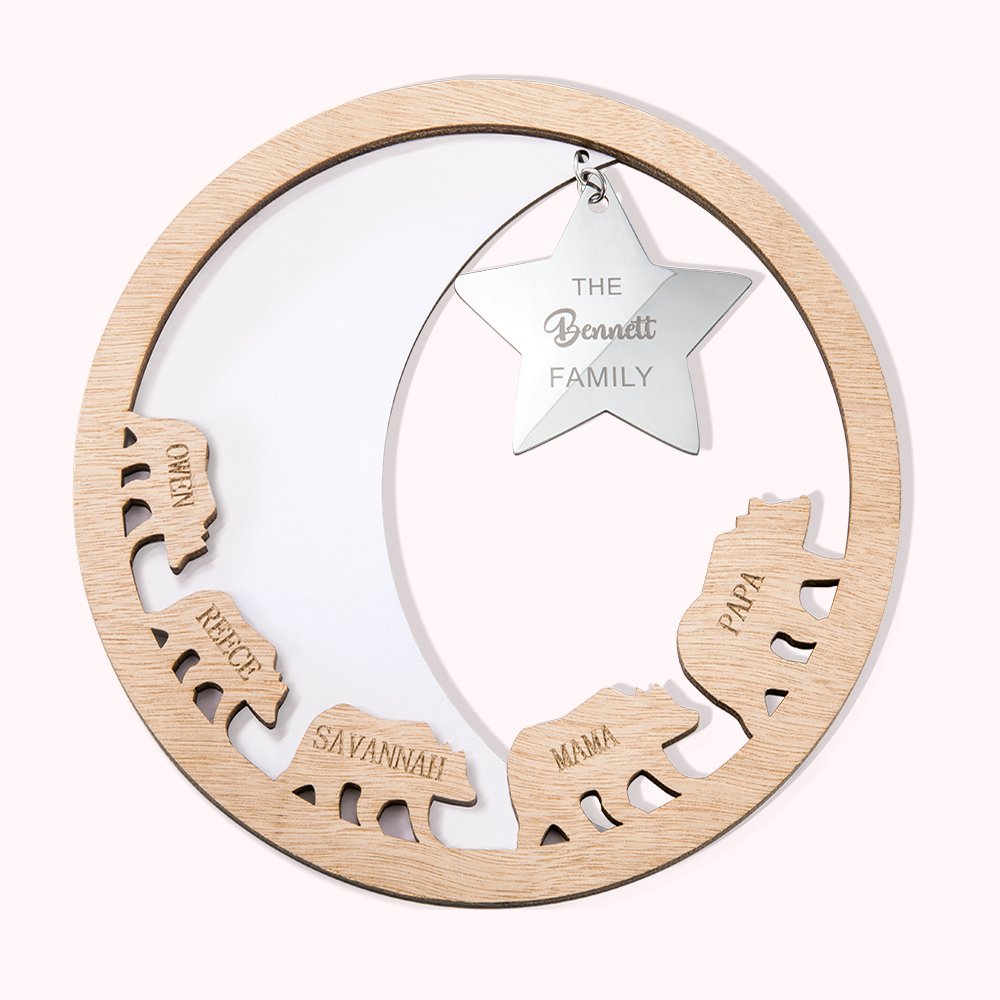 Personalisierte große Bären und Jungen Holzschild für Familie Dekoration