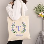 Personalized Tote Bag with Birth Month Flower and Name