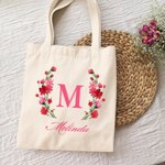 Personalized Tote Bag with Birth Month Flower and Name