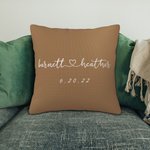 Personalised Name and Established Date Cushion Cover Throw Pillow Cover Wedding Gift