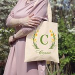Personalized Tote Bag with Birth Month Flower and Name