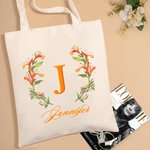 Personalized Tote Bag with Birth Month Flower and Name