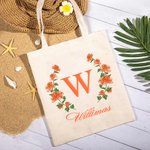 Personalized Tote Bag with Birth Month Flower and Name