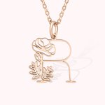 Personalised Birth Flower Necklace with Initial for Women Memorial Gift