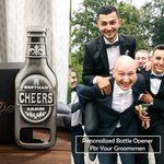 Gepersonaliseerde fles-vormige magneet flesopener met tekst bruiloft partij vaderdag cadeau voor mannen
