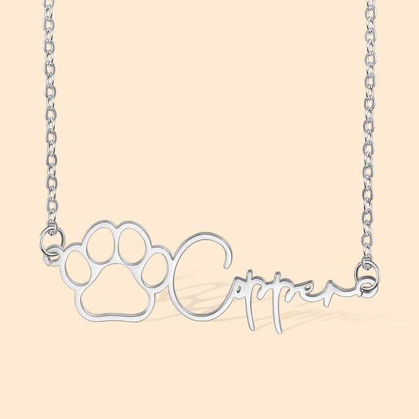 Collana personalizzata con zampa di cane e nome, regalo per chi ama gli animali domestici
