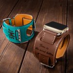 Correa de piel personalizada para Apple Watch con puño Regalo para él