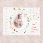 Couverture Douce Personnalisée avec Nom Motif Couronne de Fleurs Cadeau pour Bébé Nouveau-Né