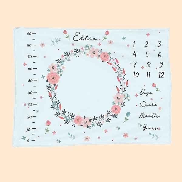 Fiori personalizzati Universo Baby Milestone Tracker di crescita Coperta morbida con accessori Anello di legno Regalo per la festa del bebè per il neo