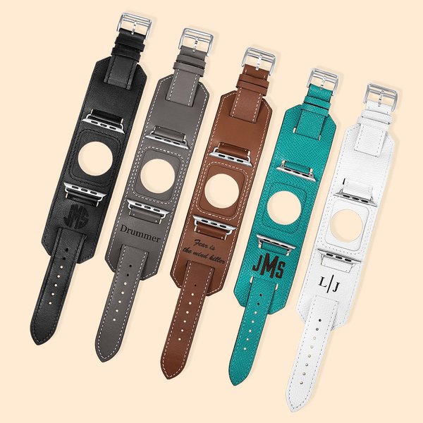Correa de piel personalizada para Apple Watch con puño Regalo para él