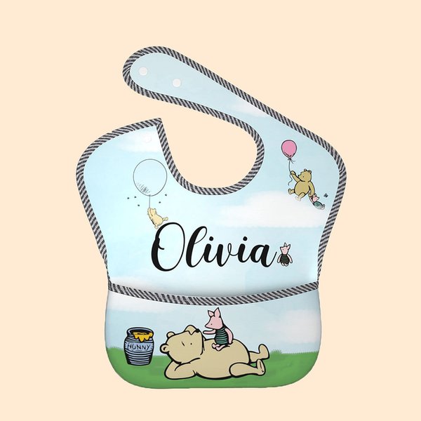 Personalized Waterproof Winnie the Pooh Baby Bib Washable Fabric