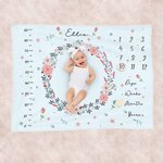 Couverture Douce Personnalisée avec Nom Motif Couronne de Fleurs Cadeau pour Bébé Nouveau-Né