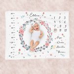 Couverture Douce Personnalisée avec Nom Motif Couronne de Fleurs Cadeau pour Bébé Nouveau-Né