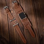 Correa de piel personalizada para Apple Watch con puño Regalo para él