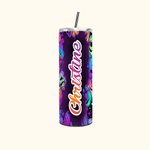 Gobelet 600ml Personnalisé avec Nom à Citrouilles Colorés Tumbler avec Paille Cadeau Halloween Fête pour Femme Homme