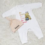 Spersonalizowany klasyczny zestaw dziecięcy Kubuś Puchatek z czapką i rękawiczkami Coming Home Outfit
