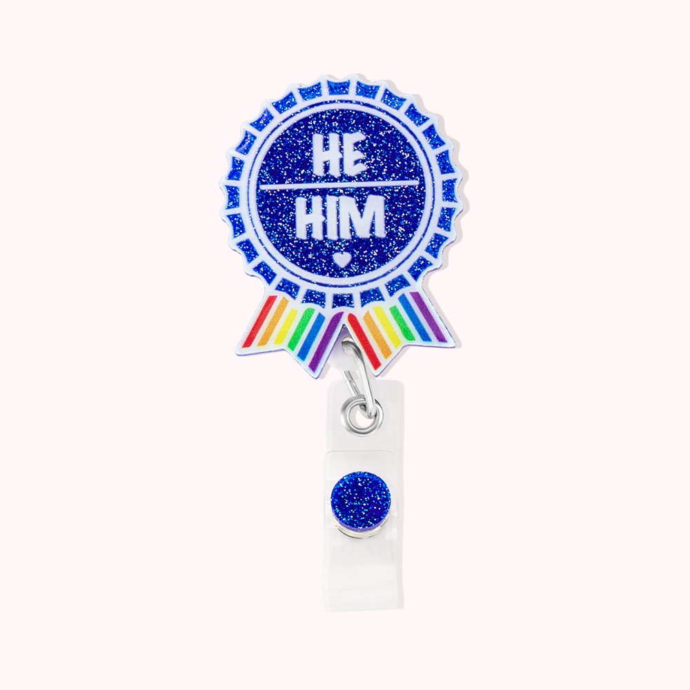 Personalisierte einziehbare Pronomen Badge Reel Swivel Clip LGBTQ und Stolz Regenbogen