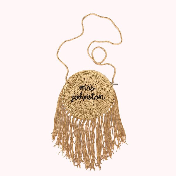 Personalized Embroidery Mrs Handbag with Tassels Bridal Shower Gift Wedding Gift