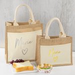 Sac en Jute Personnalisé avec Nom Sac à Main de Grande Capacité Accessoire de Voyage Fête des Mères Cadeau pour Femme