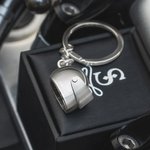 Personalized Monogram Motorbike Helmet Keychain with Box and Double-sided Engraved Name Birthday Father's Day Valentine's Day Gift for Men