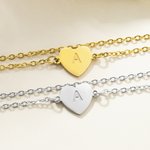 Bracelet de Cheville Personnalisé avec Pierre de Naissance et Initiale sur Breloque Cœur Bracelet Réglable pour Femme Cadeau Anniversaire Fête