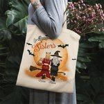 Sac Canvas Personnalisé avec Vues de Dos et Noms Thème Always Sisters Friends Cadeau Anniversaire Halloween Fête pour Meilleure Amie Soeur