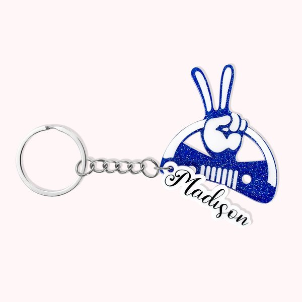 Personalized Jeep Wave Grille Name Keychain Gift for Car Lover