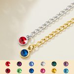 Bracelet de Cheville Personnalisé avec Pierre de Naissance et Initiale sur Breloque Cœur Bracelet Réglable pour Femme Cadeau Anniversaire Fête