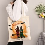 Sac Canvas Personnalisé avec Vues de Dos et Noms Thème Always Sisters Friends Cadeau Anniversaire Halloween Fête pour Meilleure Amie Soeur