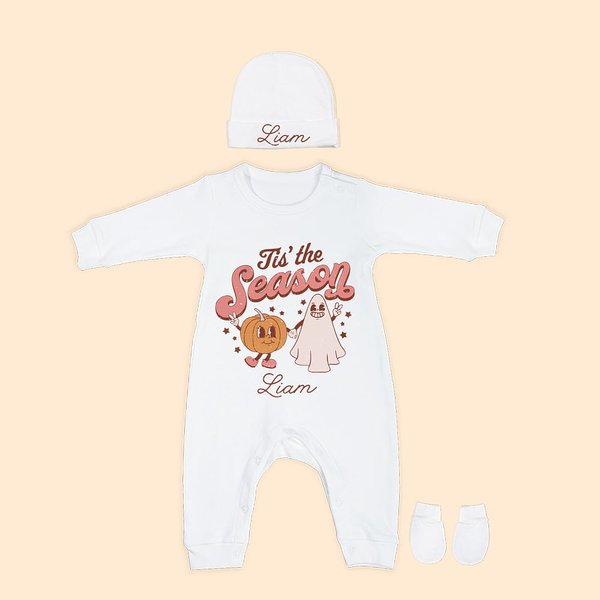 Conjunto personalizado Tis the Season Baby Romper 1st Halloween Outfit Set