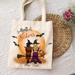 Sac Canvas Personnalisé avec Vues de Dos et Noms Thème Always Sisters Friends Cadeau Anniversaire Halloween Fête pour Meilleure Amie Soeur