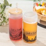Verre Aventure Personnalisé avec Couvercle et Paille pour Cadeau de Mariage