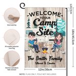 Personalised Welcome to Our Campsite Camping Couple Garden Flag Outdoor Yard Decor Gift for Camping Lovers