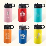 Botella de agua para niños de acero inoxidable con pajita y tapa personalizada 12 onzas Regalo de Navidad