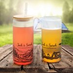 Verre Aventure Personnalisé avec Couvercle et Paille pour Cadeau de Mariage