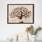 Personalised Family Tree Frameless Canvas Painting  with Heart Names Decoration